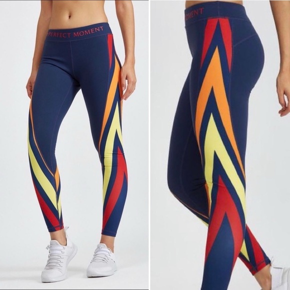 Perfect Moment Printed Stretch Leggings Navy Size S - Picture 1 of 4